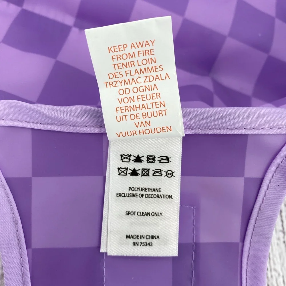 C&C California Dog Rain Coat MEDIUM Purple Checkered Waterproof Hooded Jacket